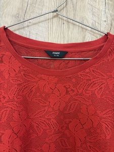 Red Floral Lace Top