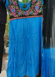 Blue Embroidered Anarkali Dress