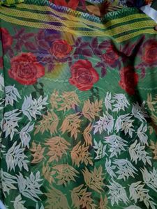 Green Floral Printed saree