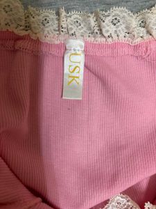 Cute Pink Lace Trimmed Top