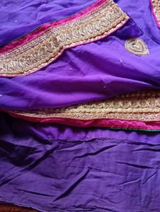 Purple Embroidered Georgette Saree