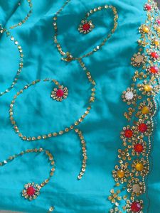 Teal Embellished Saree
