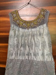 Elegant Grey Embroidered Gown