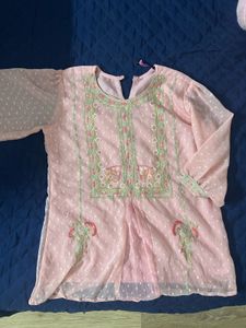 Pink Embroidered Kurta