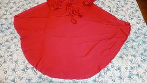 Vibrant Coral High Low Shrug Cum Tunic