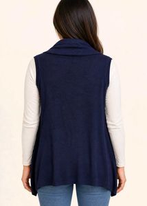 Navy Blue Sleeveless Cardigan Vest