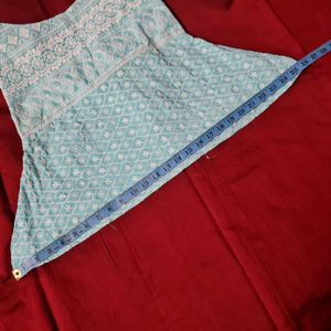 Boho Blue Peplum Tank Top