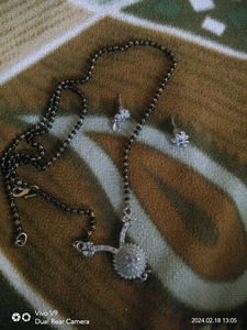 Elegant Silver &amp; Black Mangalsutra Set
