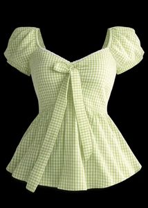 Cute green gingham print top