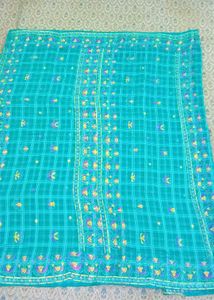Beautiful Green Checked Saree