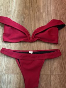 Red Off-Shoulder Bikini Set