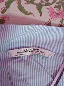 Light Blue Striped Bell Sleeve Top