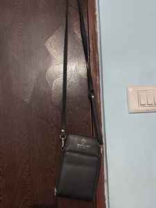 Chic Black Leather Phone Crossbody Bag