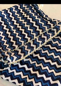 Blue Chevron Print Kurta Set