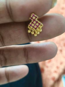 gold plated Ruby Accent Earrings/ nosepin