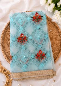 Embroidered Blue Dupatta