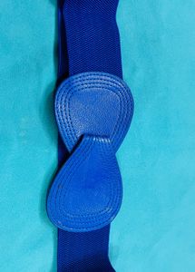 Royal Blue Elastic Belt with Leaf Clasp