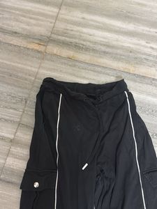 Black Cargo Pants with White Accents