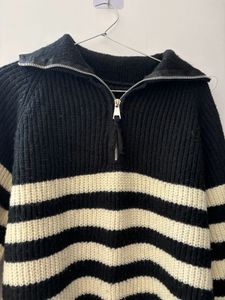 Striped Zip-Up Sweater
