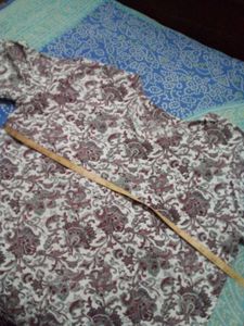 White With Design Print Kurta