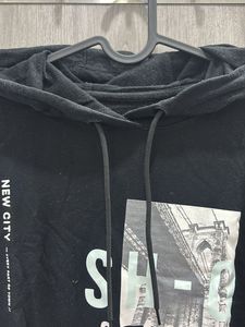Black Graphic Hoodie Dress
