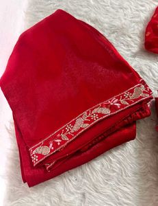 Stunning Red Embroidered Kurta Set