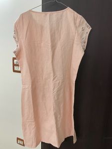 Linen Short Kurti, Silver Embroidery &amp; Bead Work
