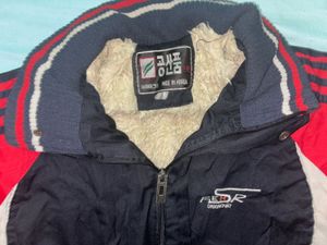 Korean vintage wool fur jacket with hood