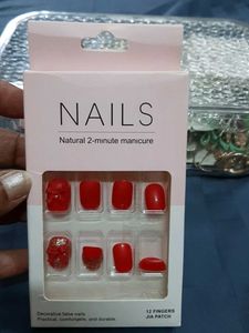 Red Decorative False Nails
