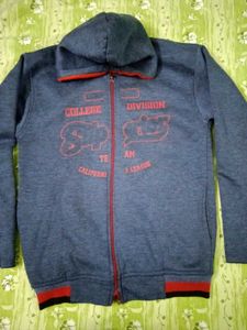Cool Blue Zip-Up Hoodie With Faux Fur Cap