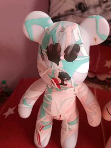 3 Unique Decorative Painted Bear Figurines