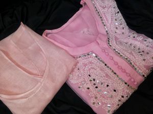 BABY PINK CHICKEN KURTA WITH INNER WEAR