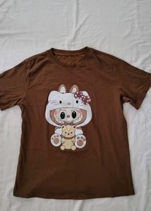 Savana Cute Brown Labubu Cartoon Graphic T-Shirt