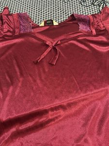 Satin Night suit with Lace Trim