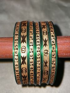 Acrylic Green Gold Bangles Size 2-10