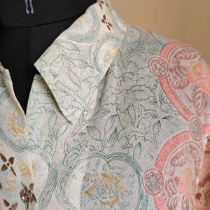 Vintage Floral Print Button-Up Shirt