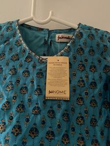 Teal Printed Kurta with Intricate Design
