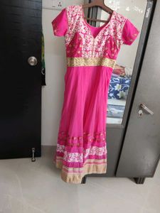 Beautiful Pink Embroidered Ethnic Gown with dupatt