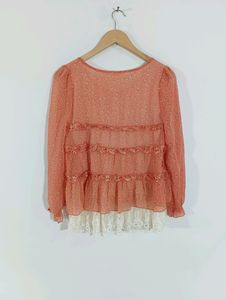 Coral Printed Casual Top (Women)