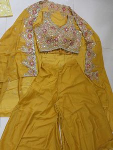 New Yellow choli with Palazzo and shrug