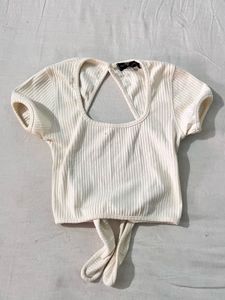 Ribbed Crop Top with Open Back