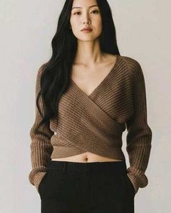 Chic Wrap-Front Knit Sweater
