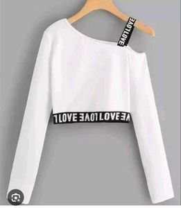 White Crop Top with 'LOVE' Accent