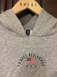 Gray Hoodie with Striped Sleeves