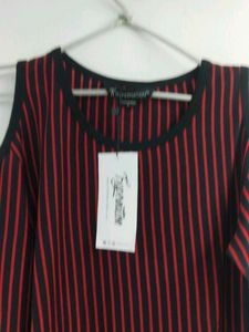 Women's Chic Cold Shoulder Striped Top