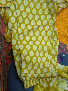 Vibrant Yellow Floral Kurta pant dupta set