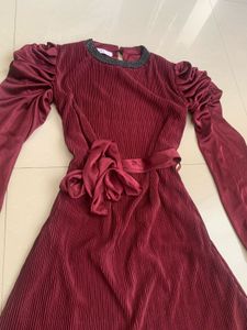 Elegant Burgundy Velvet Dress