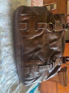 Classic Brown Faux Leather Shoulder Bag