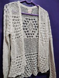 Chic Crochet White Cardigan