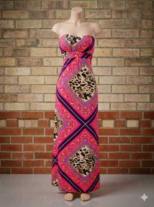 Strapless Maxi Dress with Bold Print